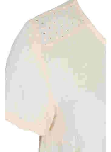 Bluse aus Baumwolle mit Stickerei und kurzen Ärmeln, Buttercream, Packshot image number 3