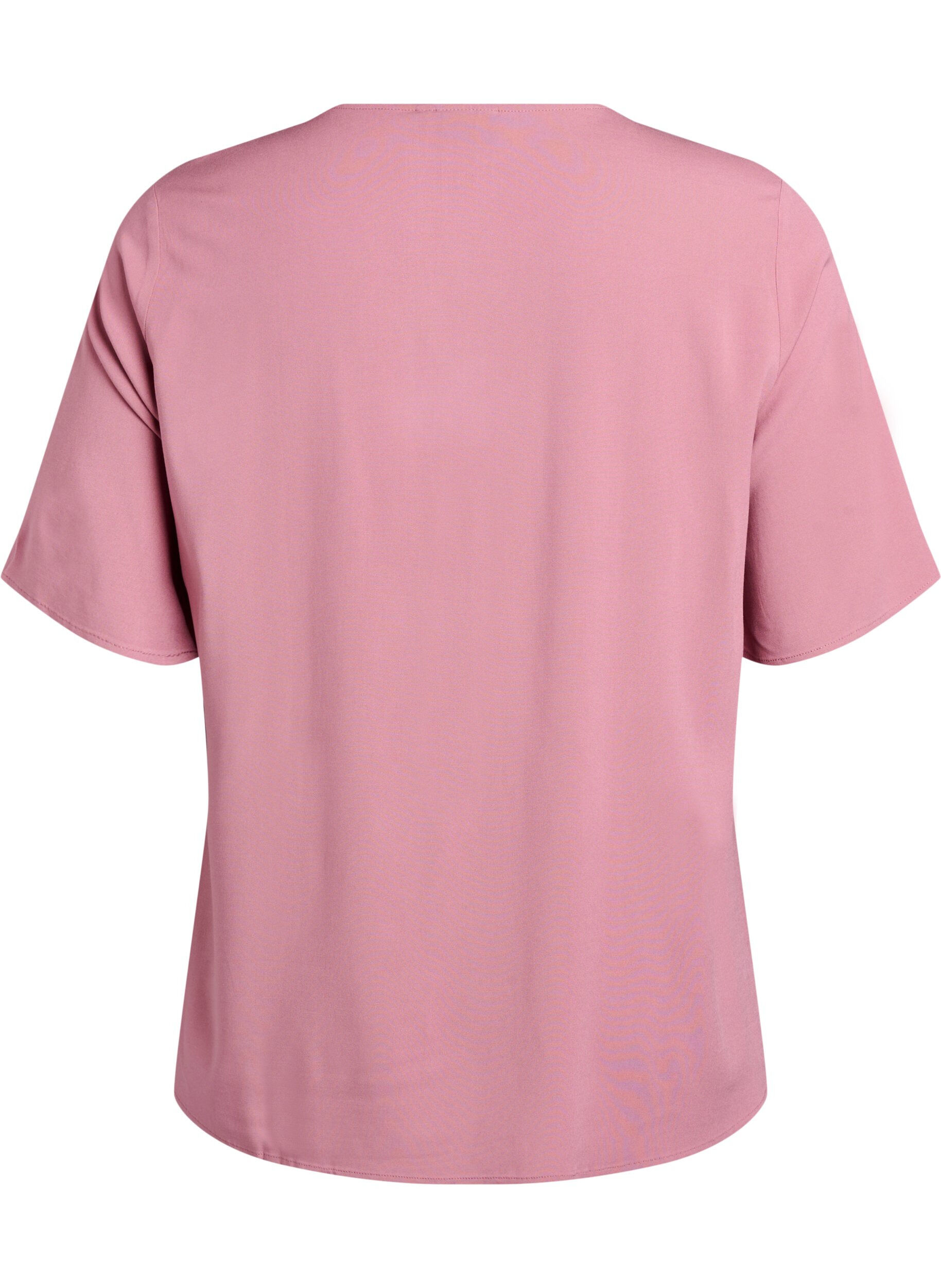 ZizziKurz&auml;rmelige, gewebte Bluse mit Rundhals, Rot, Packshot image number 1