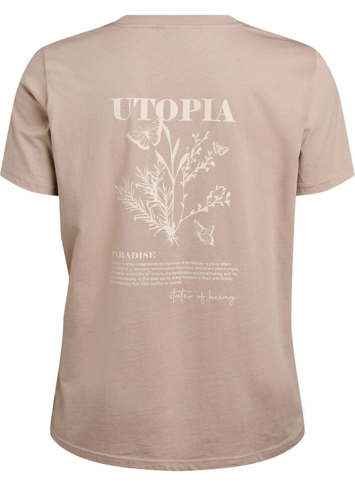 T-Shirt mit Textaufdruck und Rundhalsausschnitt, Braun, Packshot image number 1