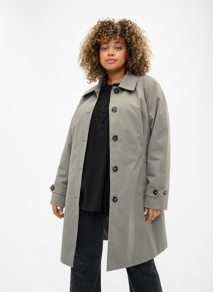 Trenchcoat mit Taschen und Gürtel, Sea Spray, Model image number 2
