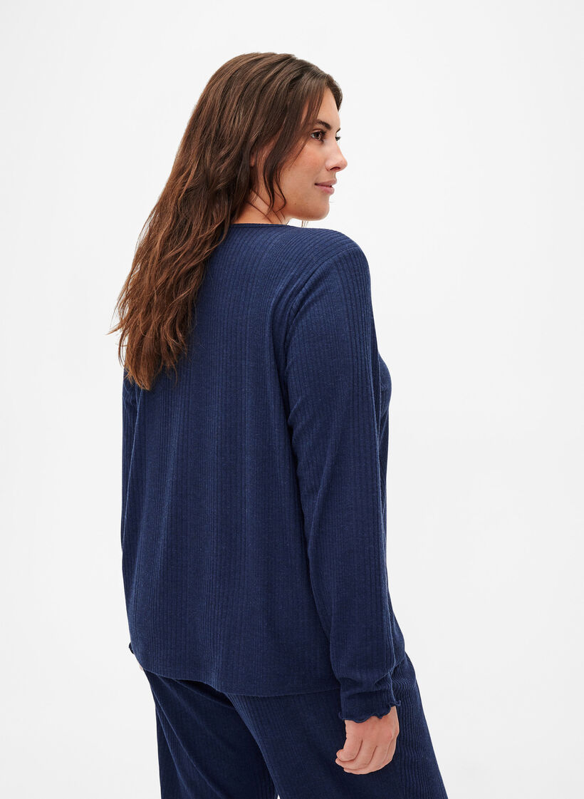 Langärmelige Bluse mit Streifenmuster, Night Sky Mel., Model image number 1