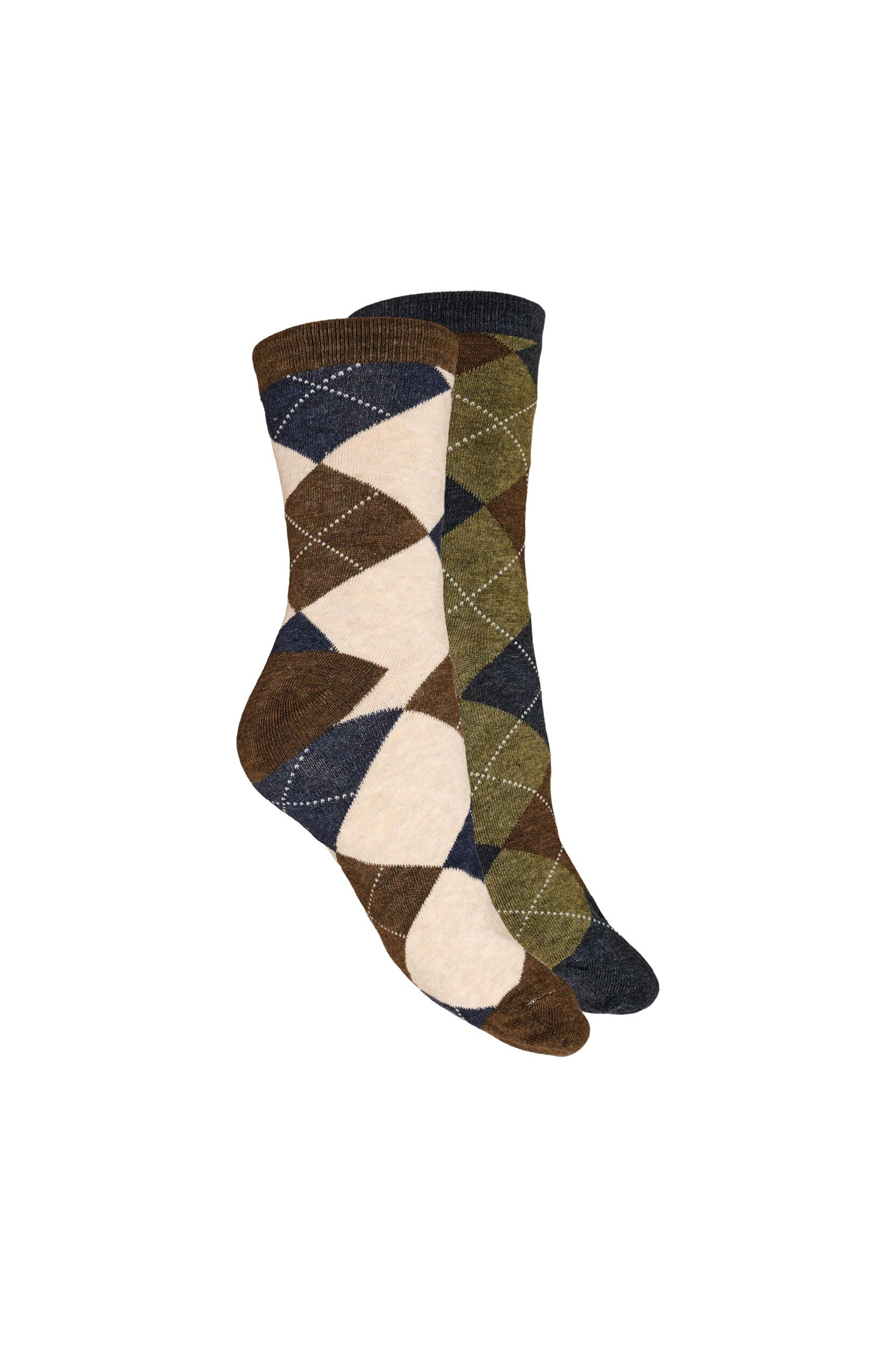 Zizzi2er-Pack Socken mit Harlekinmuster, Braun, Packshot image number 1