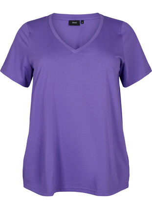Kurzärmeliges T-Shirt mit V-Ausschnitt, Ultra Violet, Packshot image number 0