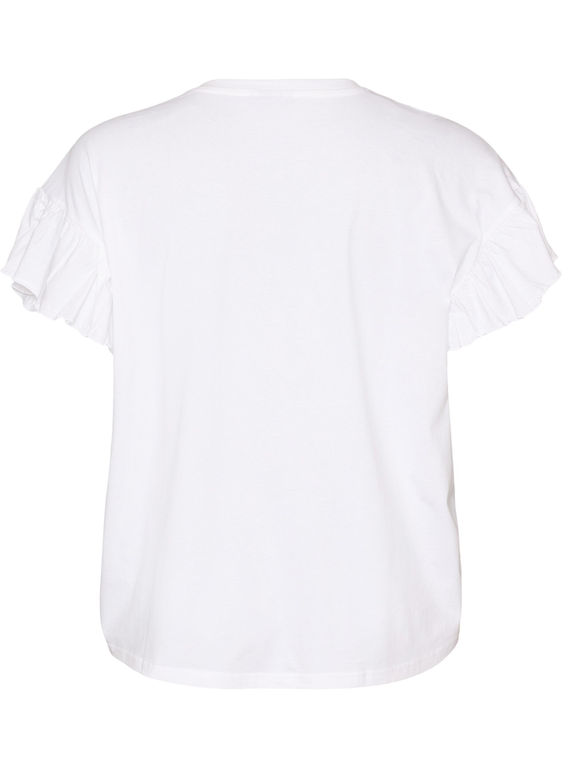 ZizziT-Shirt aus Bio-Baumwolle mit R&uuml;schen&auml;rmeln, Wei&szlig;, Packshot image number 1