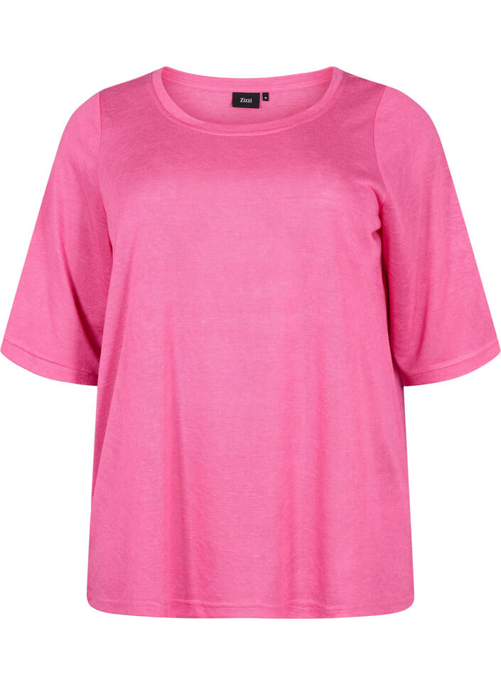 Bluse mit 3/4 Ärmel, Shocking Pink, Packshot image number 0