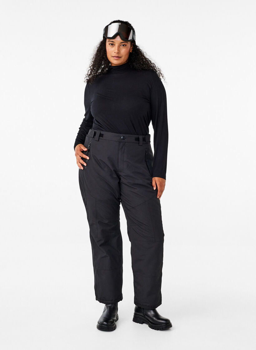 Skihose mit Taschen und verstellbarer Taille, Schwarz, Model image number 0