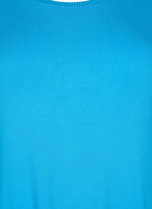 Kurzärmliges Midikleid aus Viskose in gerippter Optik, Ibiza Blue, Packshot image number 2