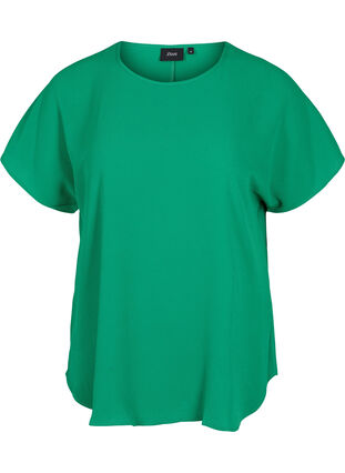Bluse mit kurzen Ärmeln und Rundhalsausschnitt, Jolly Green, Packshot image number 0