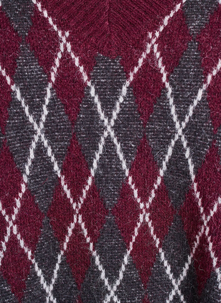 Gestrickte Weste mit V-Ausschnitt und Argyle-Muster, Rot, Packshot