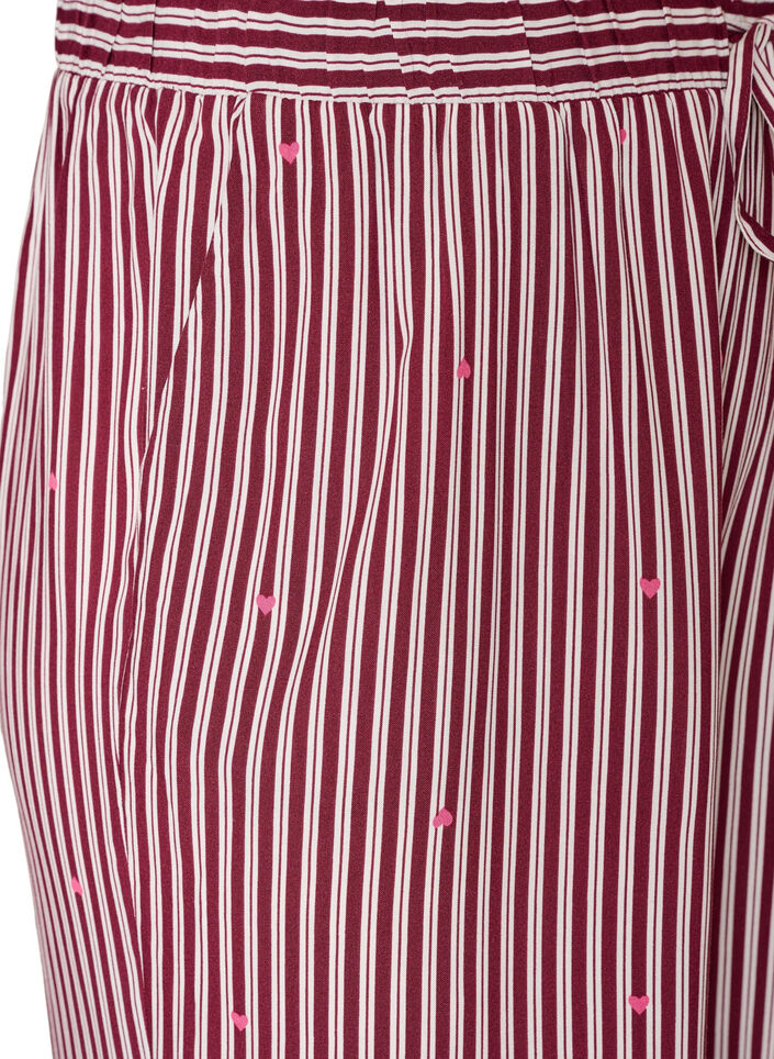 Lockere Nachthose mit Streifen und Herzen, Dunkles Bordeaux, Packshot image number 2