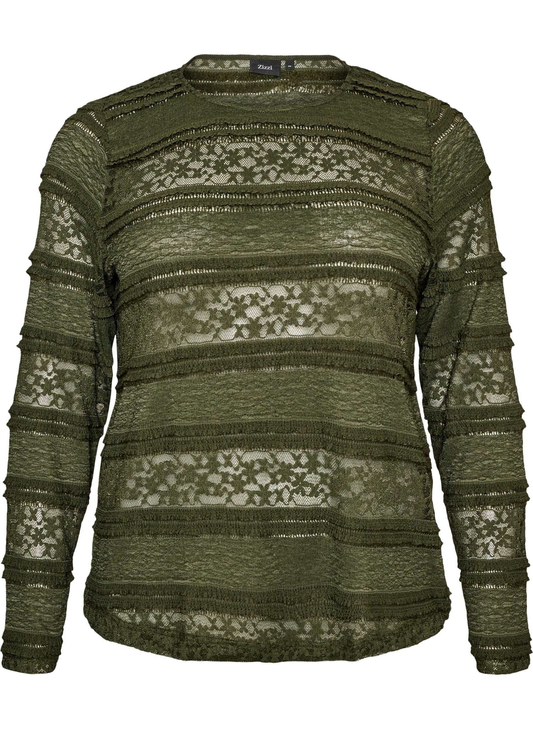 ZizziBluse aus Spitze mit langen &Auml;rmeln, Gr&uuml;n, Packshot image number 0