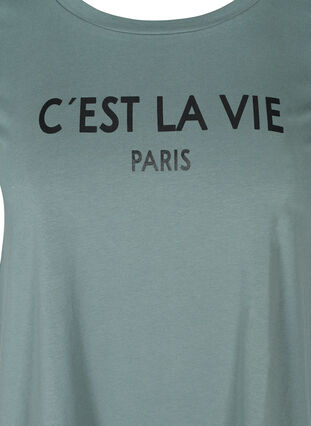 Kurzarm T-Shirt aus Baumwolle mit Aufdruck, Balsam Green PARIS, Packshot image number 2