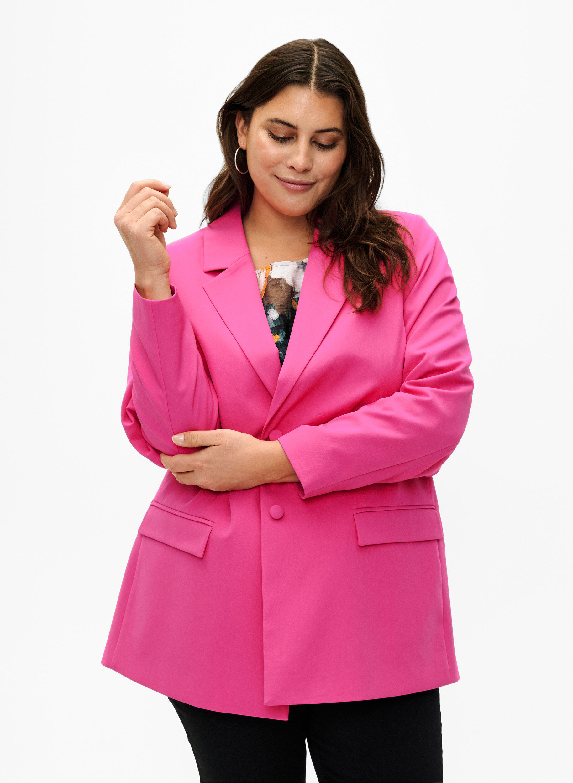 ZizziKlassischer Blazer mit Knopfverschluss, Pink Yarrow, Model image number 0