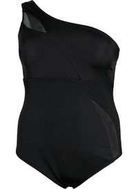 One-Shoulder-Badeanzug mit Mesh-Details