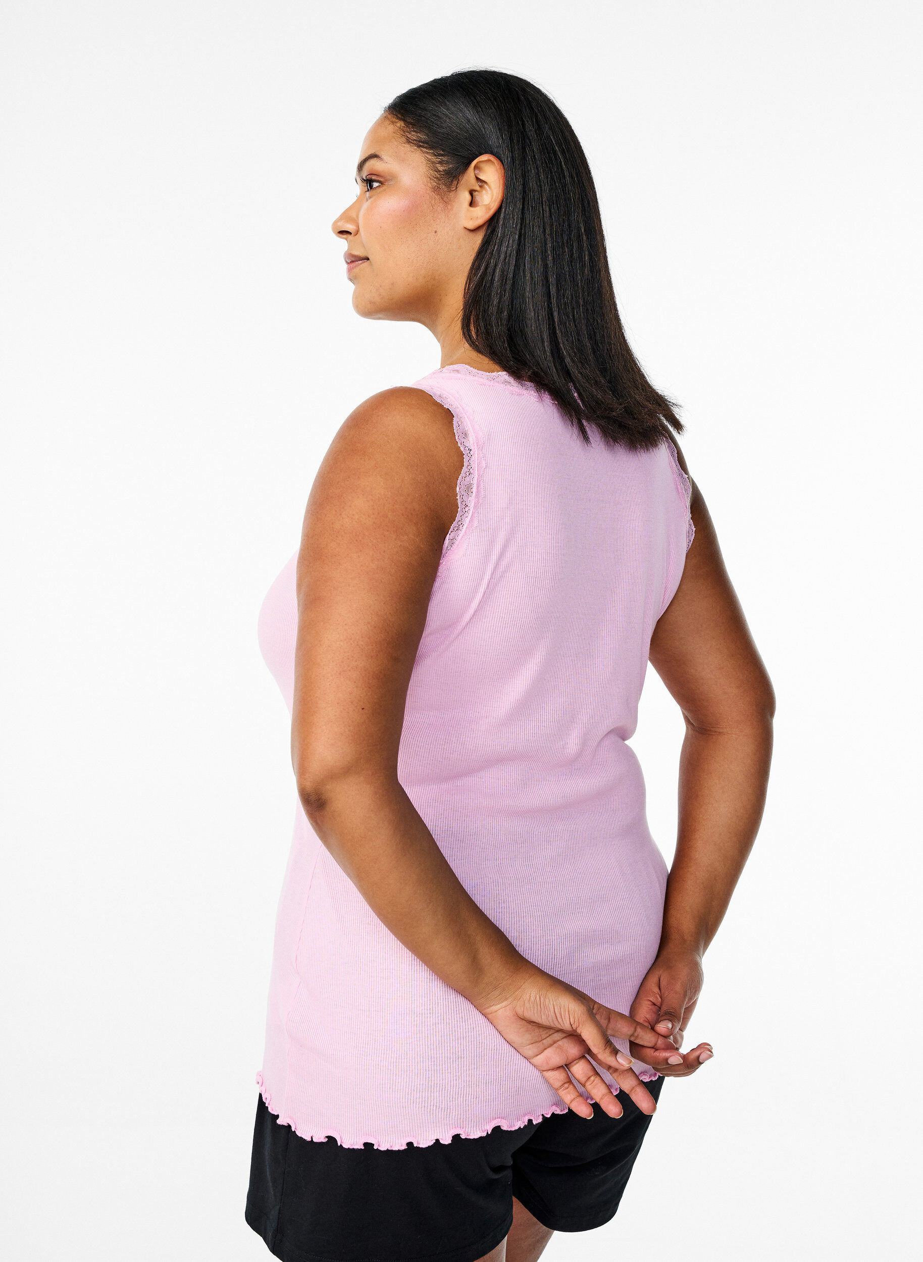 ZizziTop mit Spitzensaum, Pink, Model image number 2