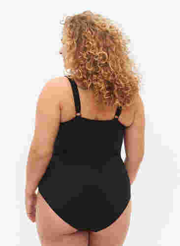 Badeanzug mit Falten Optik, Black, Model image number 1