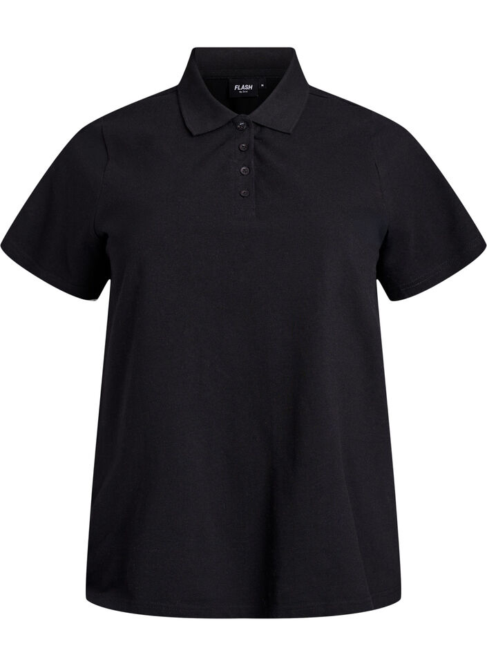 Poloshirt mit kurzen &Auml;rmeln, Schwarz, Packshot image number 0