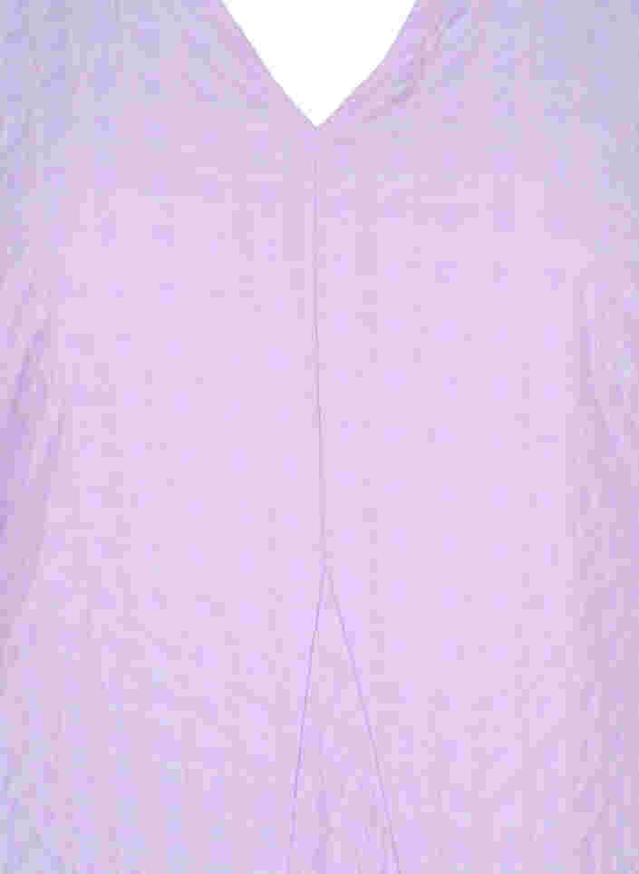 Kleid in Crêpe-Qualität mit V-Ausschnitt und Ballonärmeln, Lavendula, Packshot image number 2