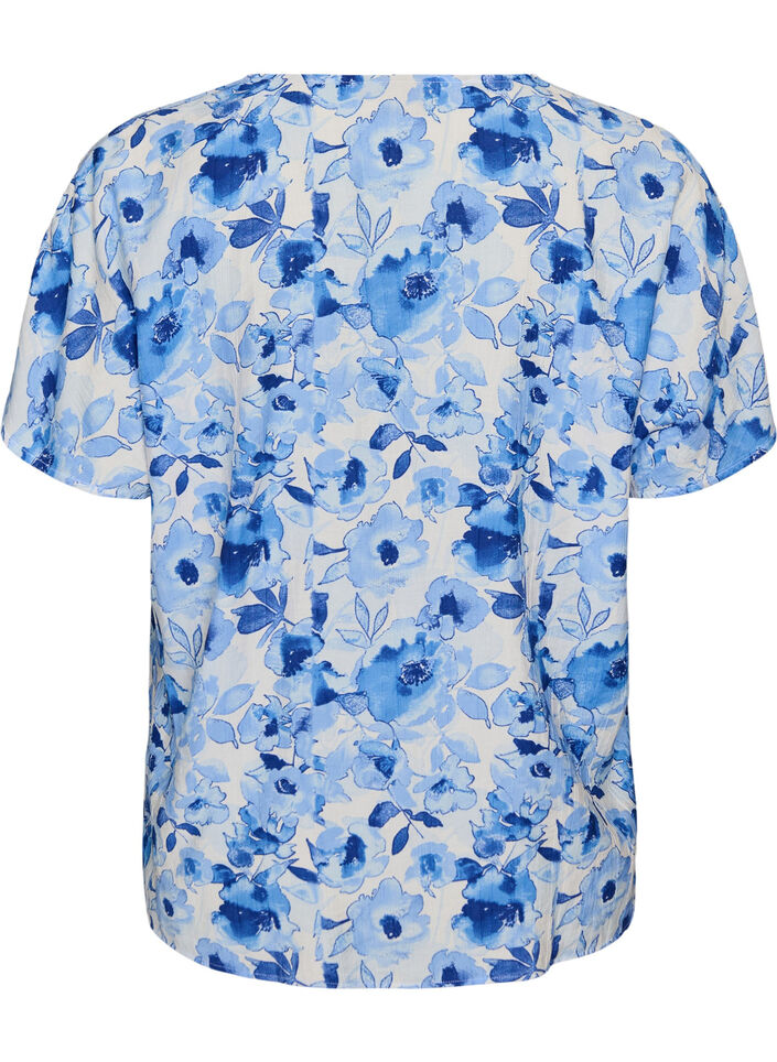 Bluse aus Viskose mit gerafften &Auml;rmeln, Blau, Packshot image number 1