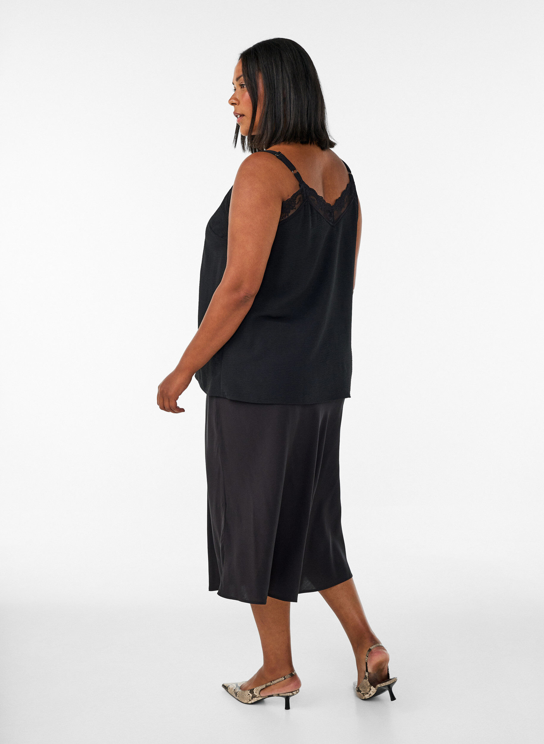 ZizziViskoserock mit elastischem Bund, Schwarz, Model image number 2