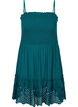 Viskose Strandkleid mit Smock und Lochstickerei, Deep Teal, Packshot image number 0
