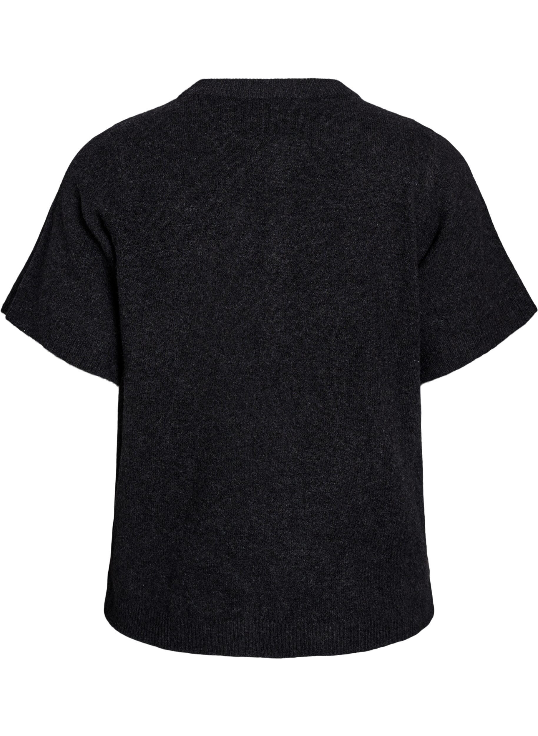 ZizziStrickjacke mit kurzen &Auml;rmeln, Grau, Packshot image number 1