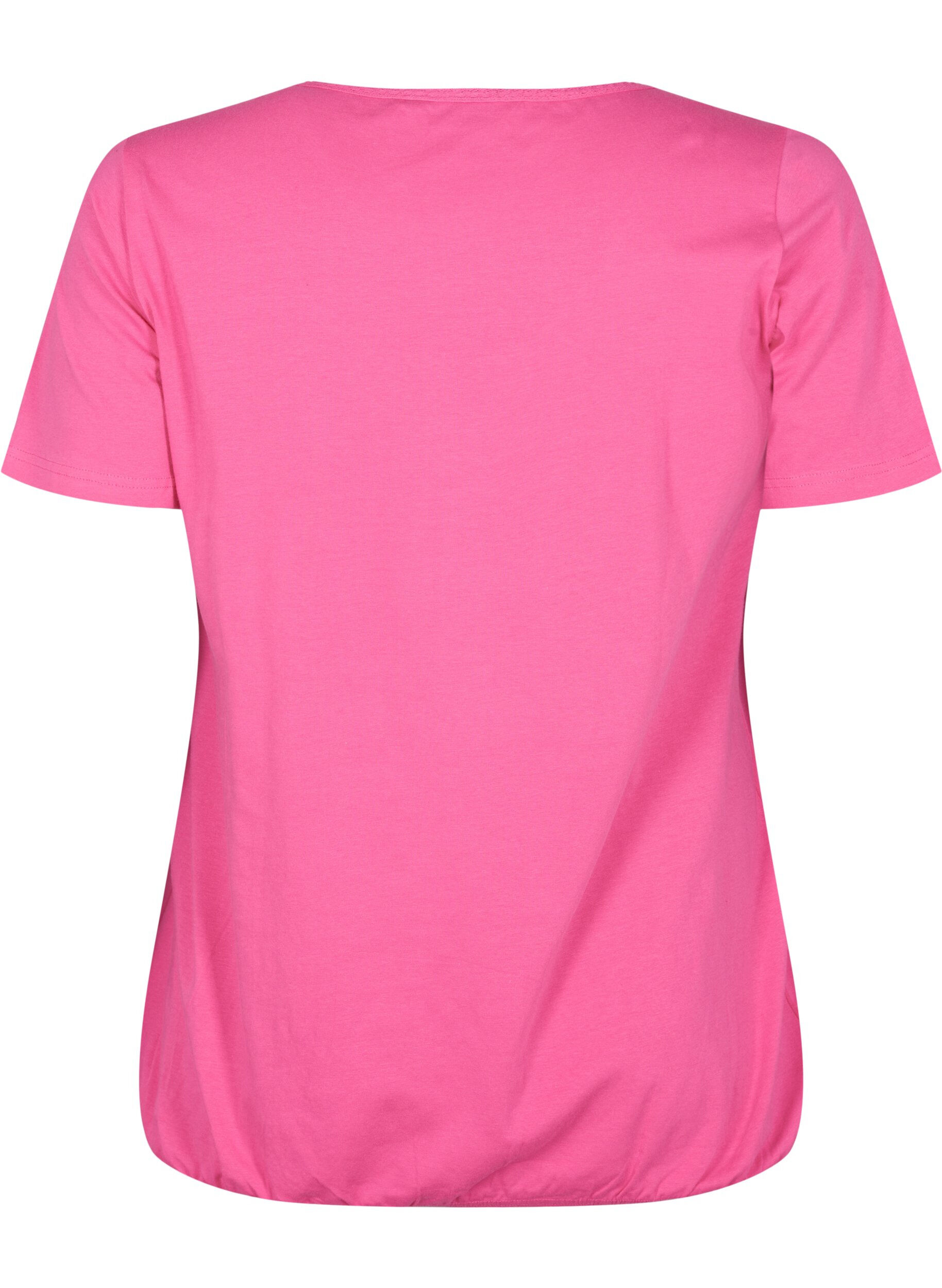 ZizziKurz&auml;rmeliges T-Shirt aus Baumwolle, Shocking Pink, Packshot image number 1