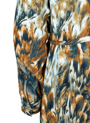 Bedrucktes Hemdkleid aus Viskose mit verstellbarer Taille, Rubber AOP, Packshot image number 3