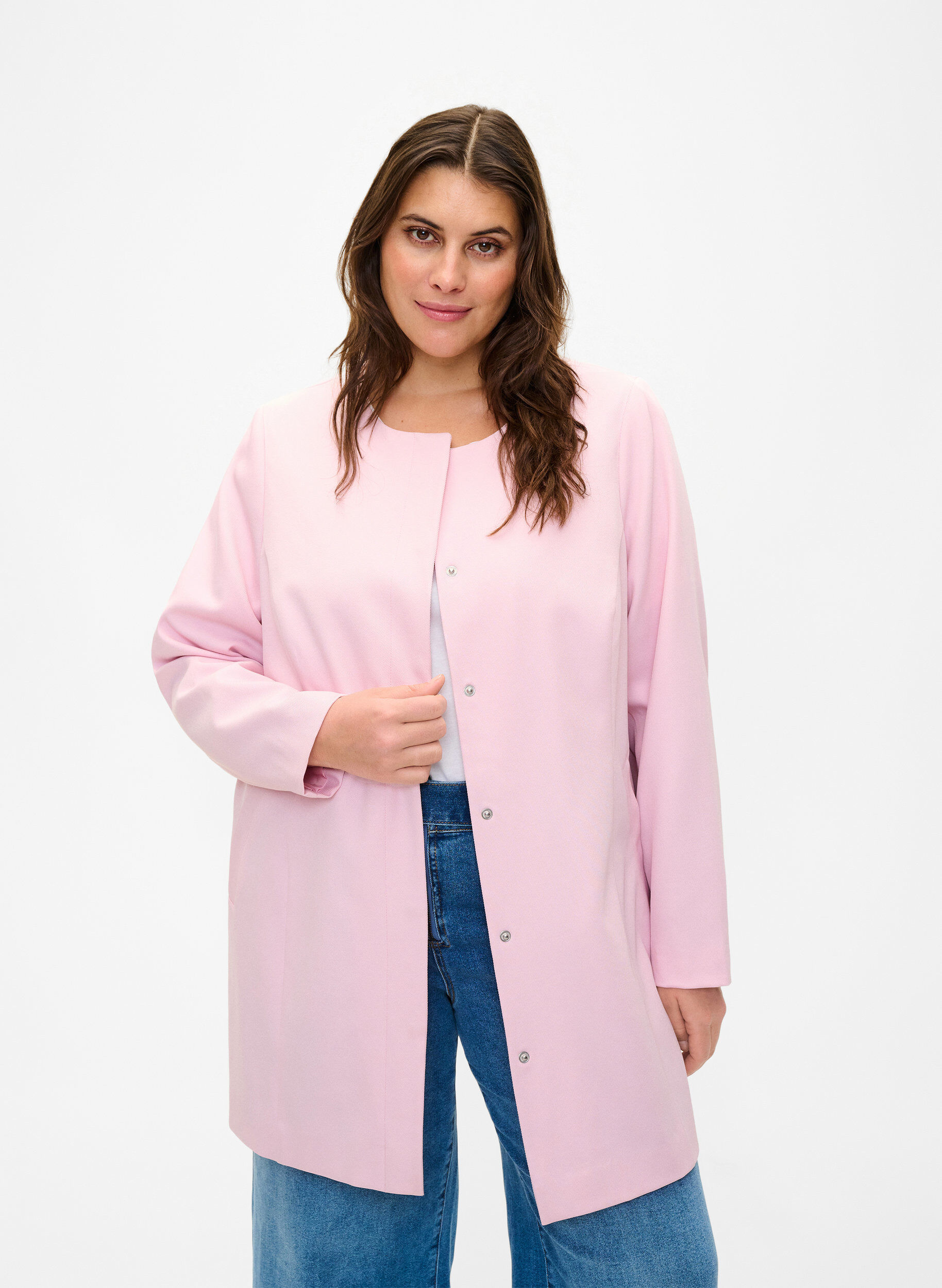 ZizziFr&uuml;hlingsjacke mit verdeckter Knopfleiste, Parfait Pink, Model image number 0