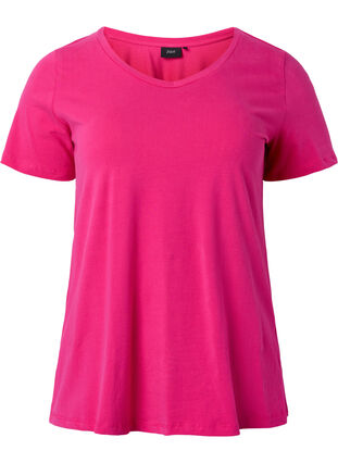 Einfarbiges basic T-Shirt aus Baumwolle, Beetroot Purple, Packshot image number 0