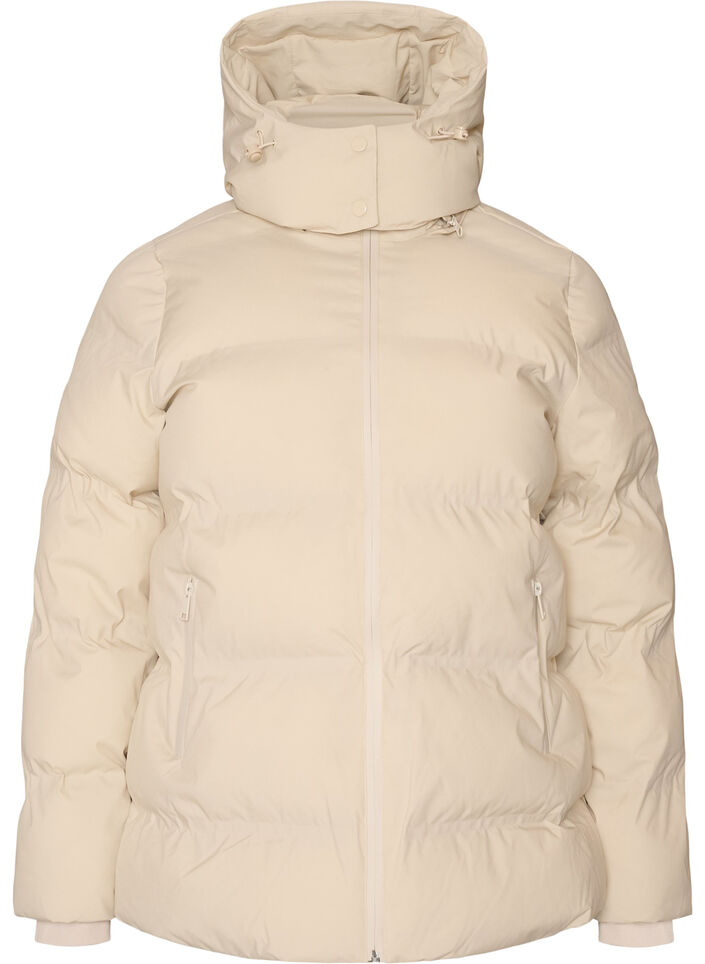 Kurze Steppjacke mit abnehmbarer Kapuze, Vanille, Packshot image number 0