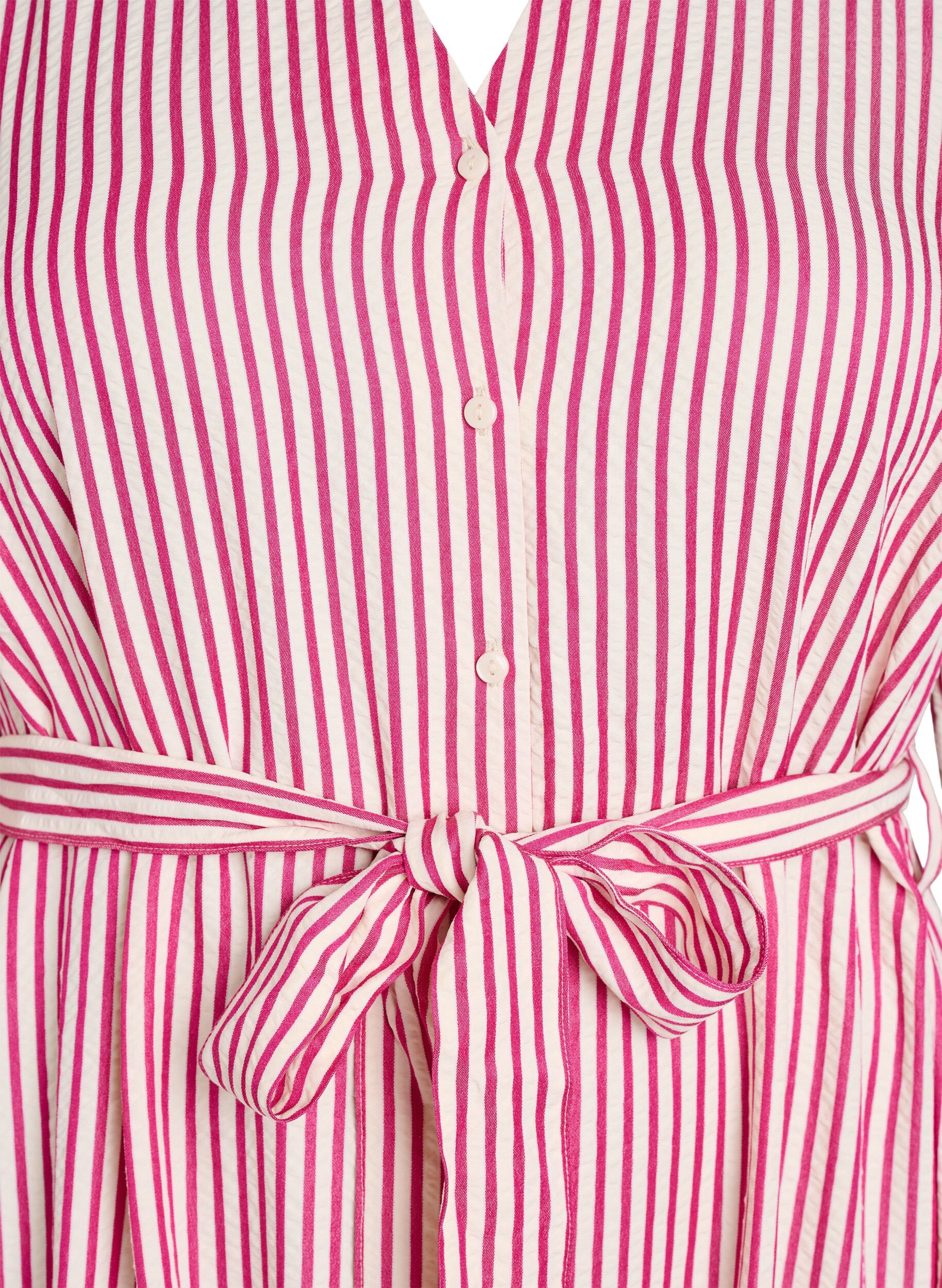 ZizziKn&ouml;chellanges Hemdblusenkleid mit Bindeg&uuml;rtel und Streifen, Pink, Packshot image number 2