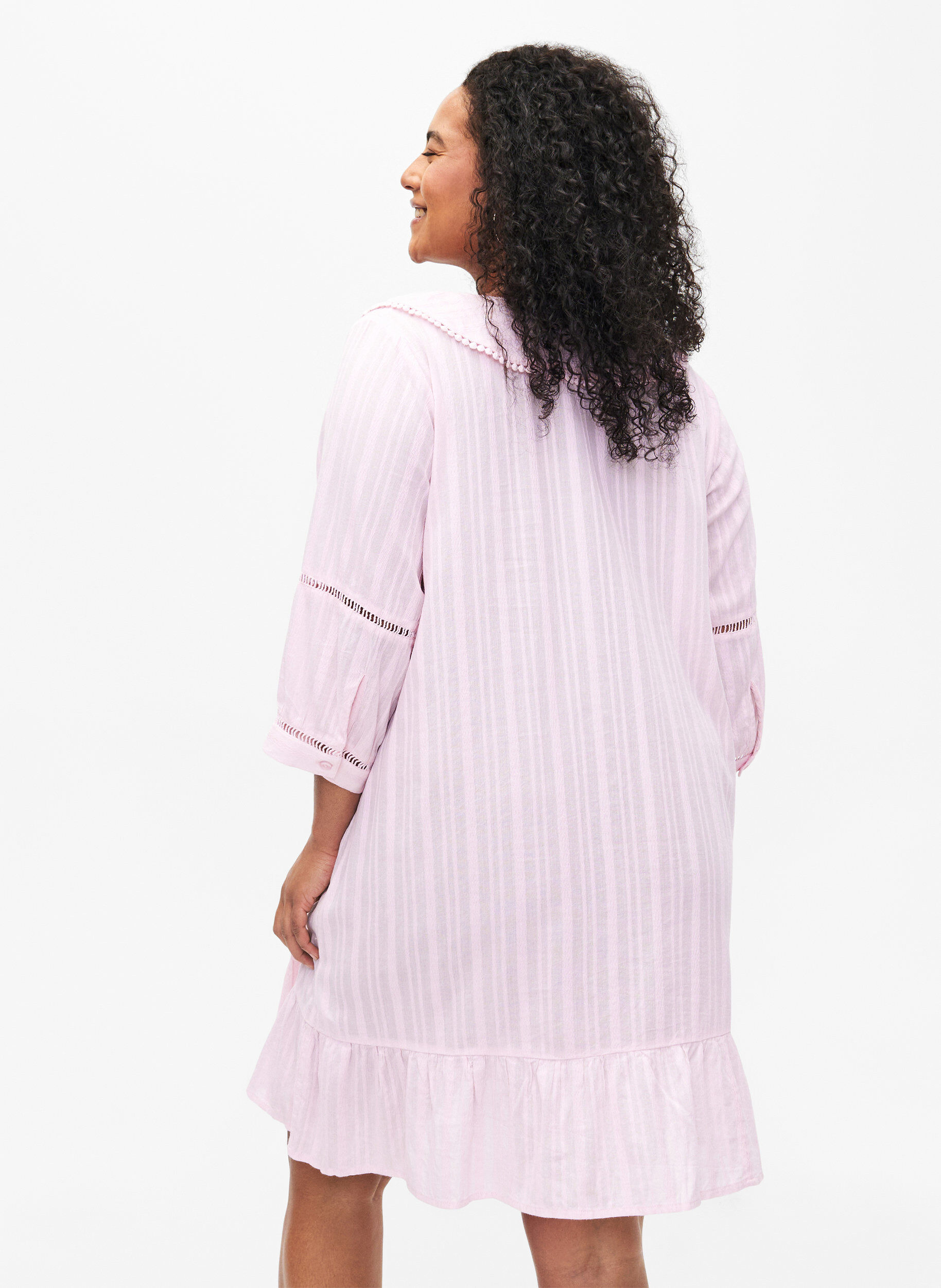 ZizziKleid aus Baumwoll-Viskose-Mix mit 3/4-&Auml;rmeln, Almond Blossom, Model image number 1