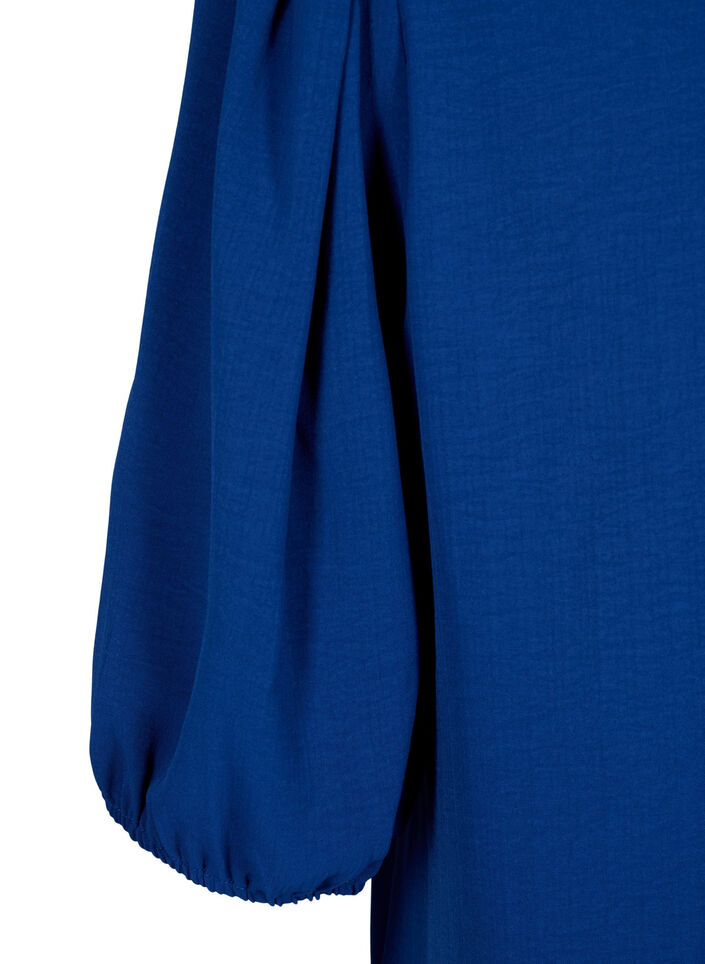 Bluse mit kurzem Arm und Schleife hinten, Estate Blue, Packshot image number 3