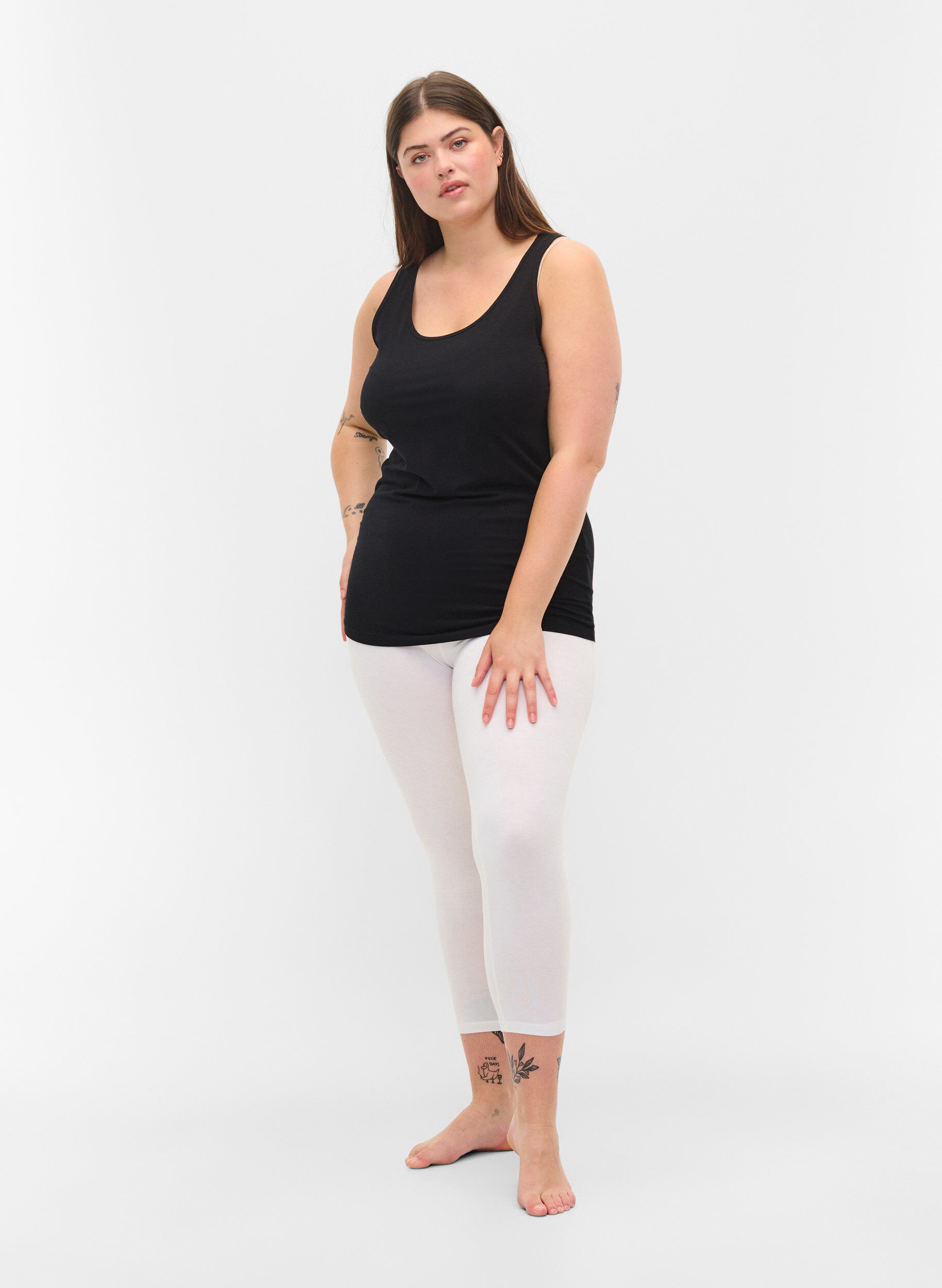 ZizziBasic 3/4-Leggings , Bright White, Model image number 0