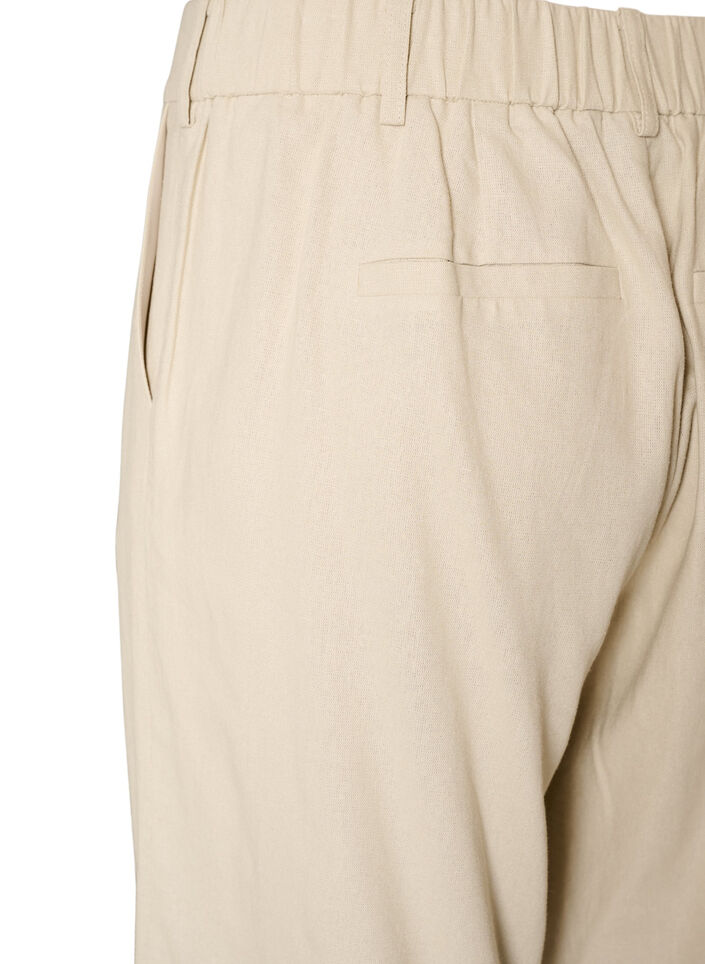 Hoch taillierte Bermudashorts aus Leinen und Viskose, Beige, Packshot image number 3