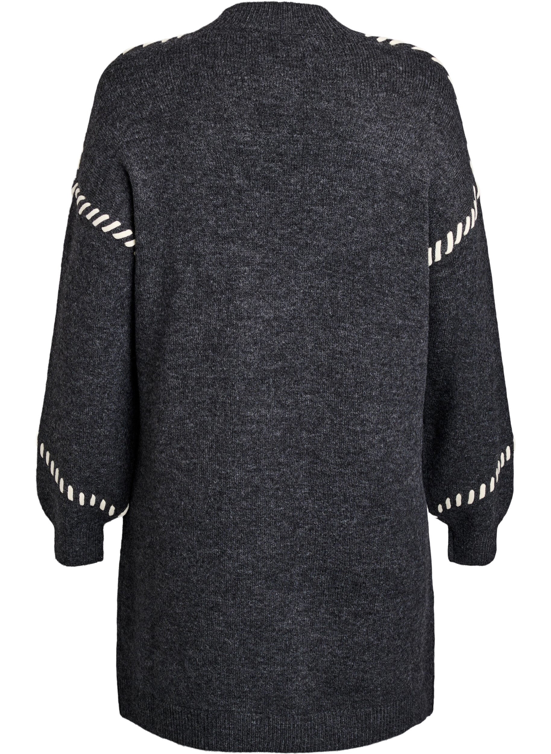 ZizziStrickkleid mit Kontrastn&auml;hten, Grau, Packshot image number 1