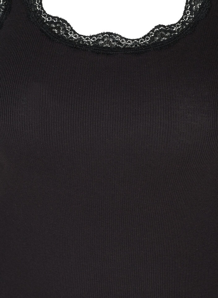 Top mit Spitzensaum, Schwarz, Packshot image number 2