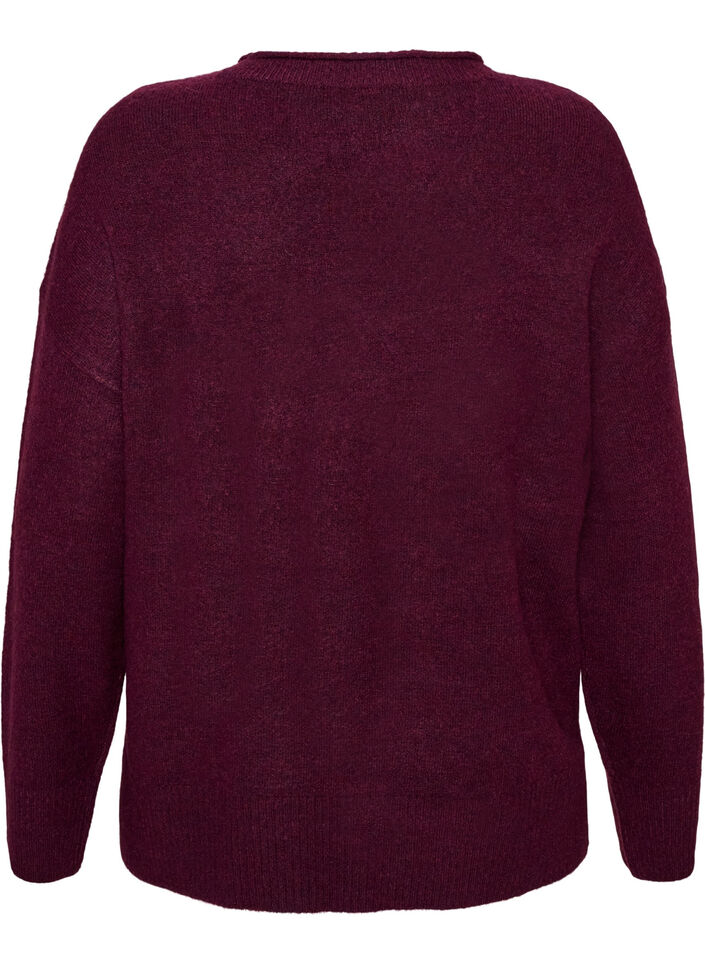 Strickbluse mit V-f&ouml;rmigem Rippenmuster und Schlitzen, Rot, Packshot image number 1