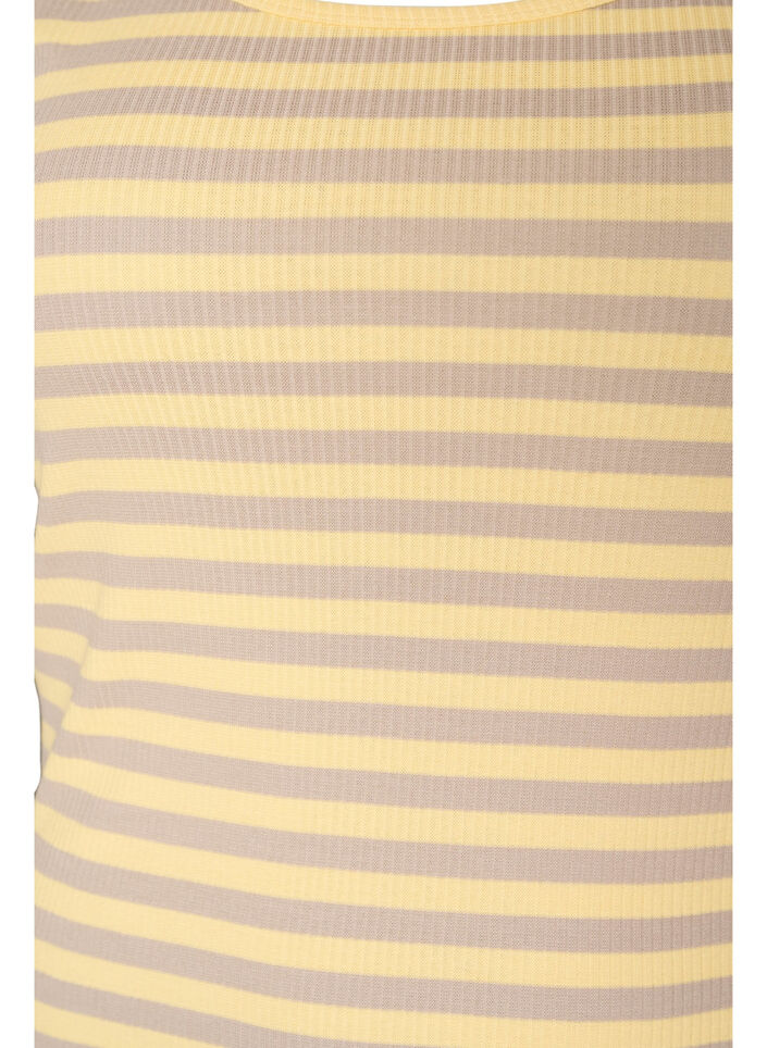 Gestreiftes Tanktop mit Rippenstruktur, Gelb, Packshot image number 2