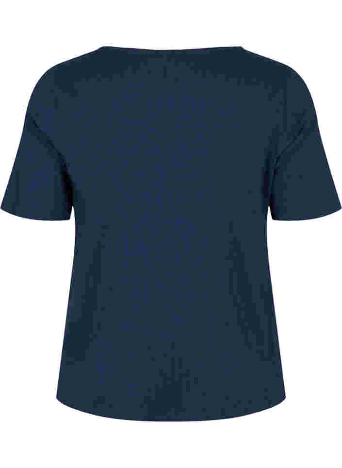 Kurzarm T-Shirt mit Knöpfen, Navy Blazer, Packshot image number 1