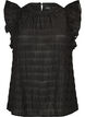 &Auml;rmellose Bluse mit Struktur und R&uuml;schen, Schwarz, Packshot image number 0