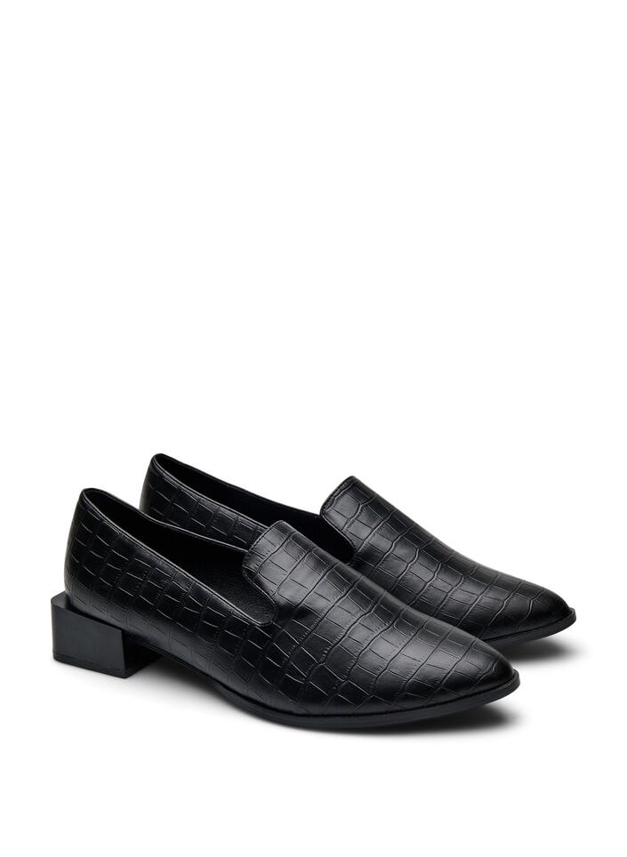 Extra-Weite - Loafer mit Krokodilprägung, Schwarz, Packshot image number 1