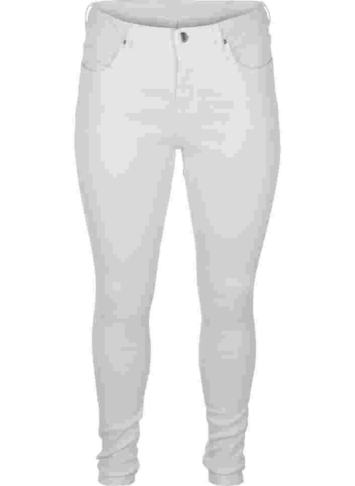 Super Slim Amy Jeans mit hoher Taille, Bright White, Packshot image number 0