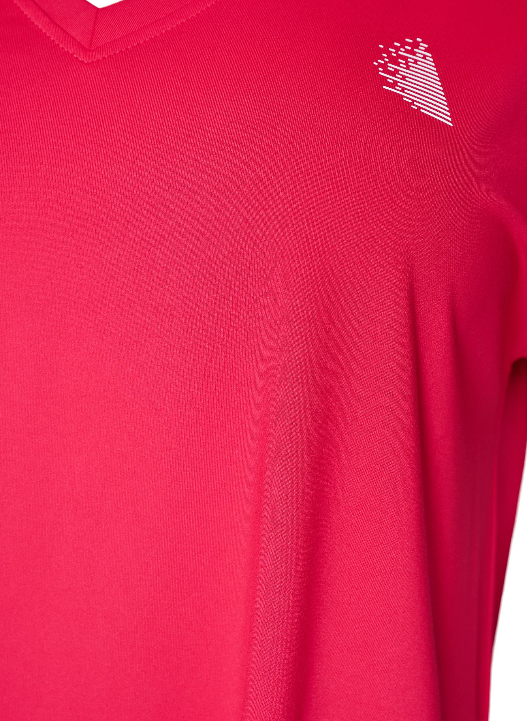 ZizziLockeres Trainings-T-Shirt mit V-Ausschnitt, Pink, Packshot image number 2