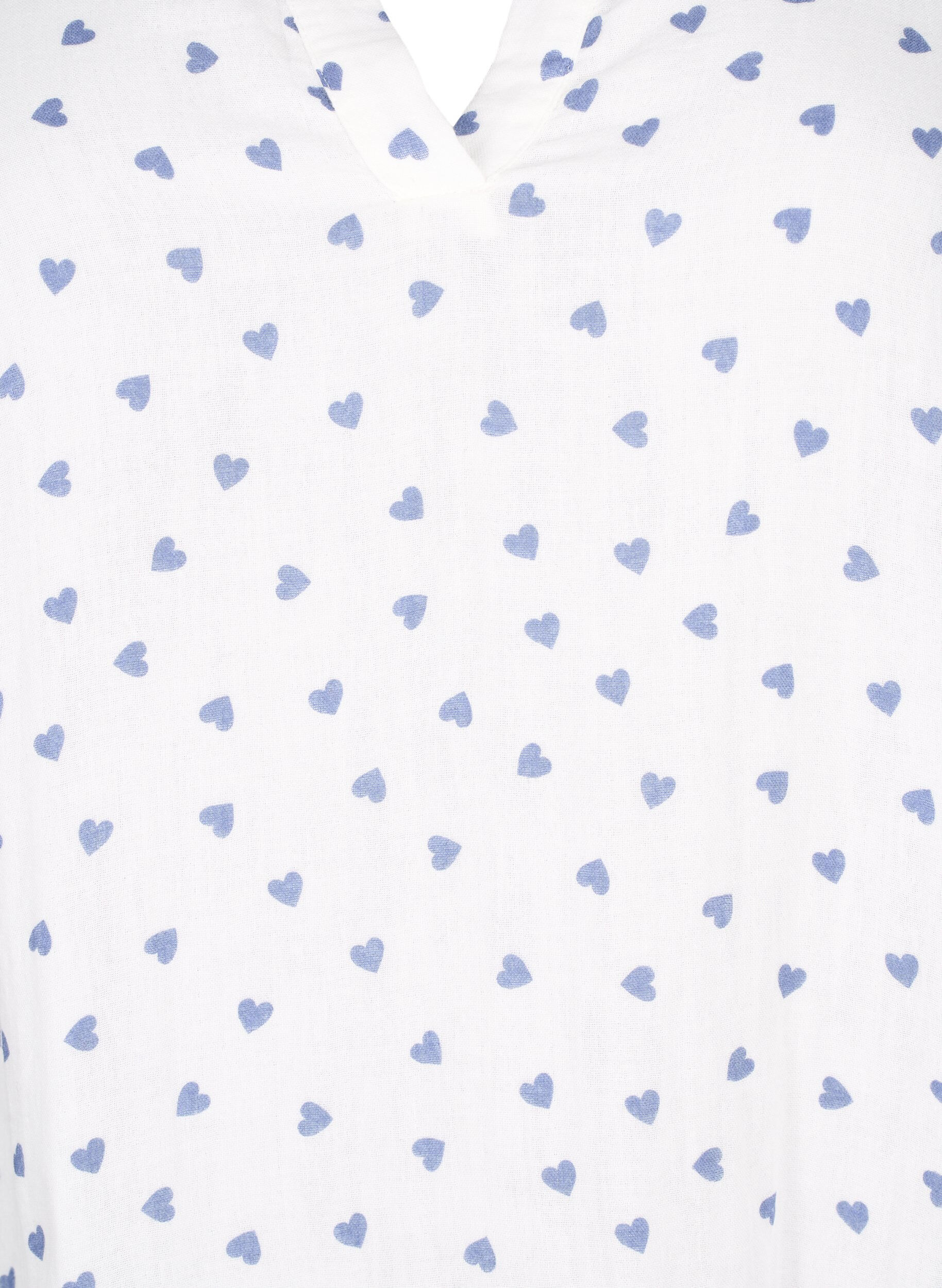 ZizziBaumwollkleid mit Herzprint, Bright White Heart, Packshot image number 2