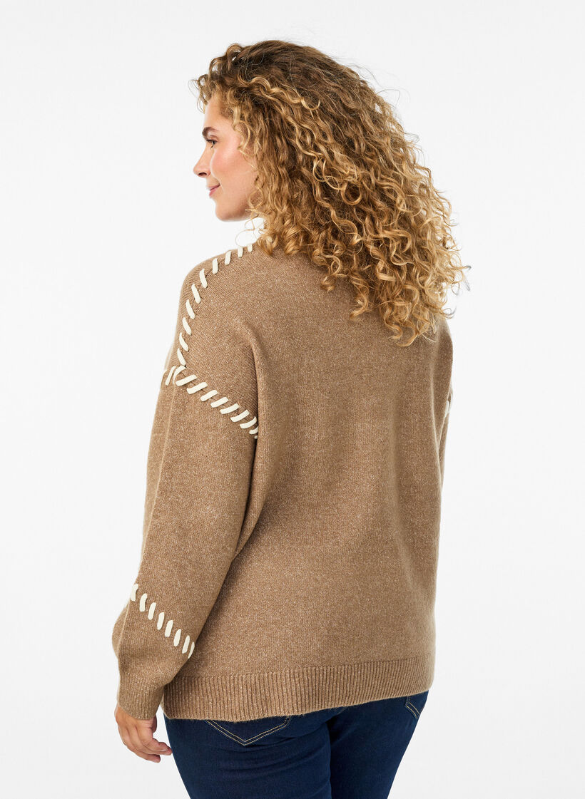 Pullover mit Ziernähten, Braun, Model image number 2