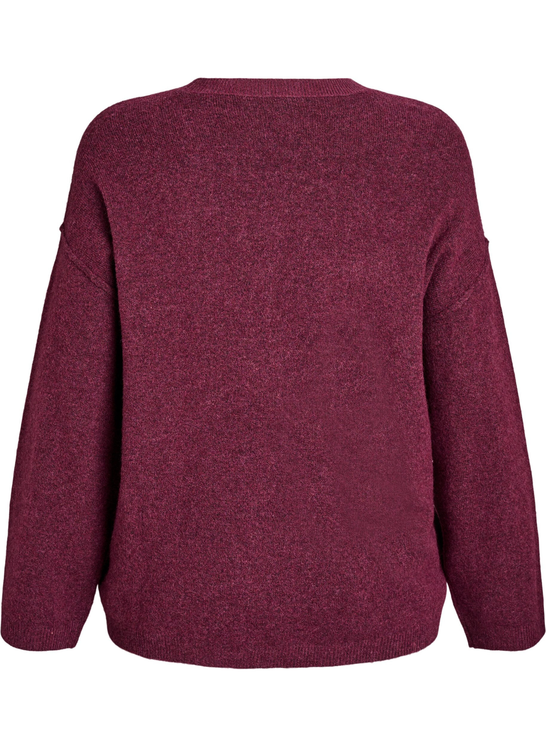 ZizziLockerer Strickpullover mit markanten N&auml;hten, Dunkles Bordeaux, Packshot image number 1