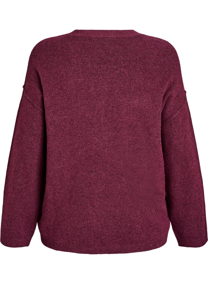 Lockerer Strickpullover mit markanten Nähten, Dunkles Bordeaux, Packshot image number 1
