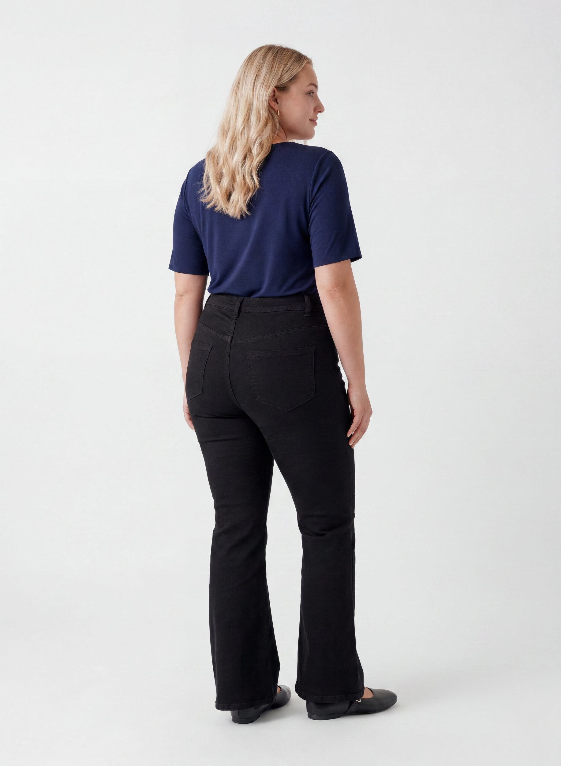 ZizziKurz&auml;rmelige, gewebte Bluse mit Rundhals, Blau, Model image number 2